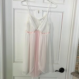 Elegant White and Pink Women's Nightgown